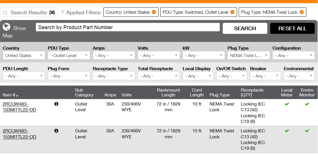 PDU Finder Results